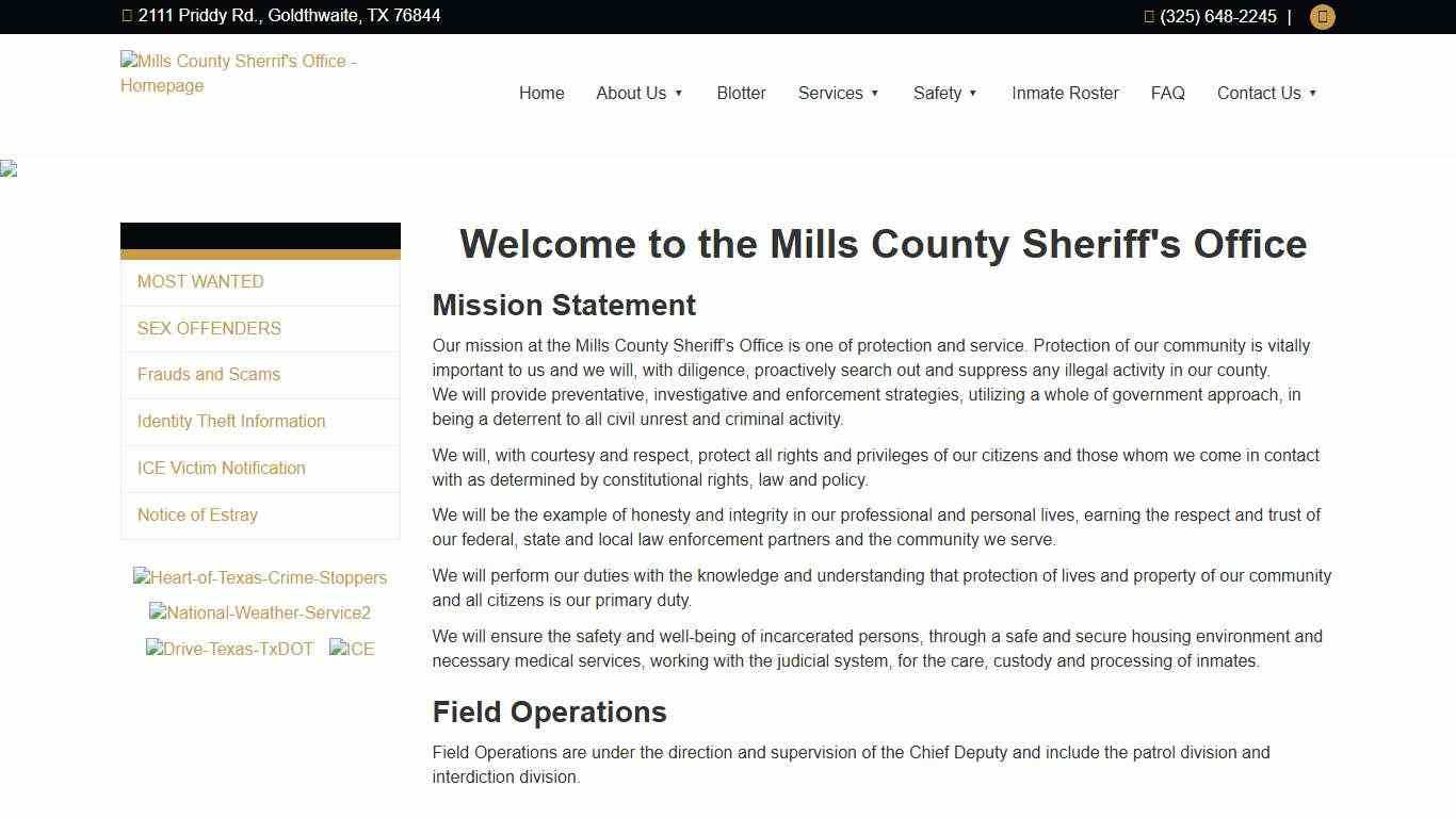 Welcome to the Mills County Sheriff's Office :: Mills County Sherrif's Office